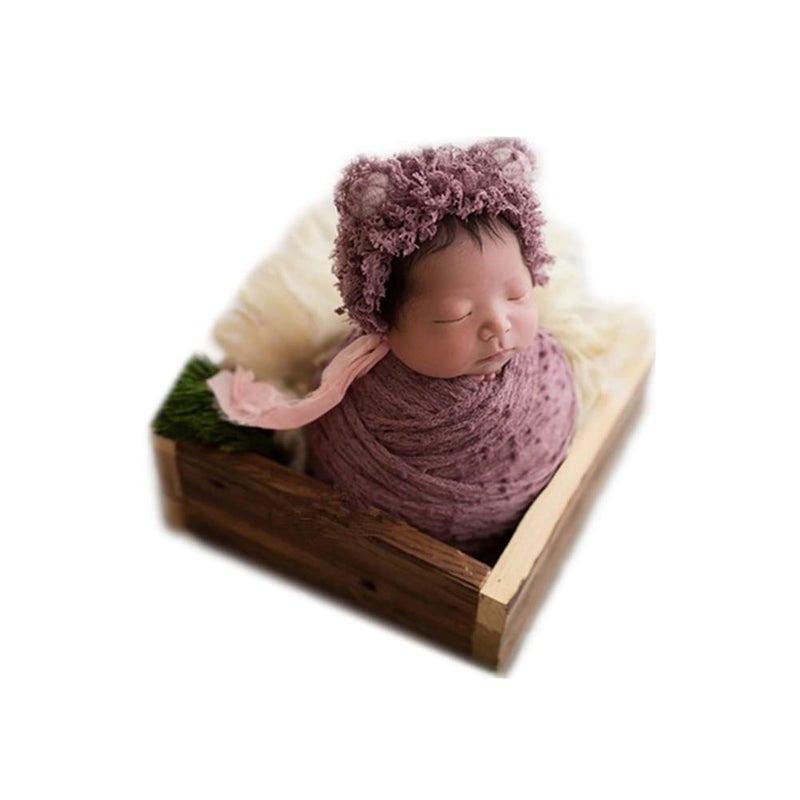 Vemonllas Newborn Baby Photography Props Outfits Photoshoot Photos Hat Long Ripple Wrap Set for Boys Girls Photography (Purple) - Image 1
